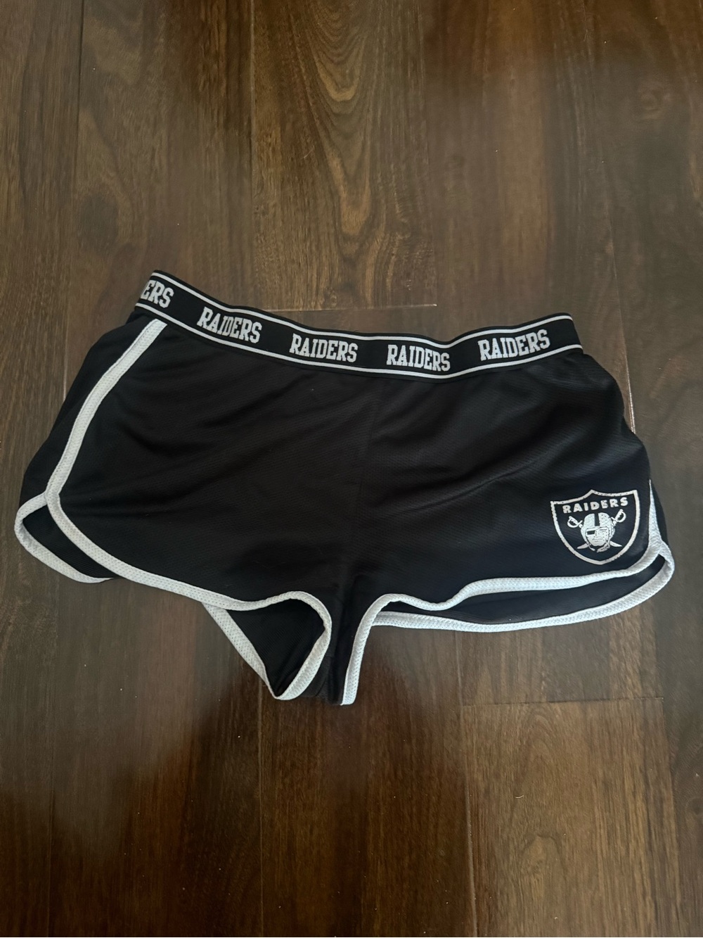 NFL Black Shorts with White Oakland/ Las Vegas Raiders Waistband